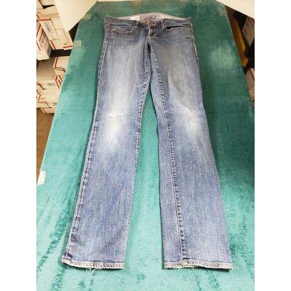 Gap Jeans Size 8 Long Womens Blue Stretch Pants Denim Mid Rise Real Straight - Picture 1 of 16